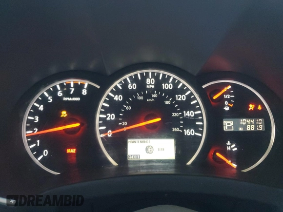 2014 Nissan Quest S with VIN JN8AE2KP1E9101597, listed as a Copart auction lot 46313225 with 104,410 mi miles and Salvage Title. Bid and sale history available at carsss.com. Image 9.