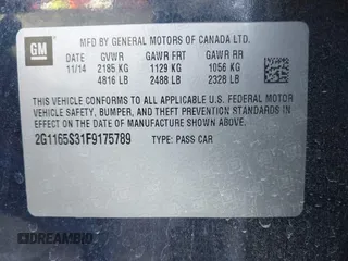 2015 Chevrolet Impala LTZ with VIN 2G1165S31F9175789, listed as a IAAI auction lot 41695378 with 128,444 mi miles and . Bid and sale history available at DreamBid. Image 9.