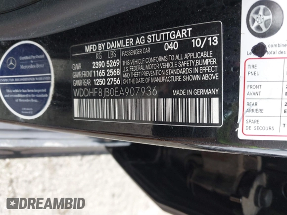 2014 Mercedes-Benz E 350 Luxury with VIN WDDHF8JB0EA907936, listed as a IAAI auction lot 40480628 with Not Provided miles and . Bid and sale history available at DreamBid. Image 9.