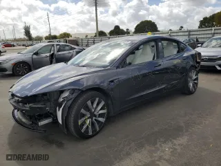 2024 Tesla Model 3 Long Range with VIN 5YJ3E1EB8RF868583, listed as a Copart auction lot 44813275 with 6,805 mi miles and Salvage Title. Bid and sale history available at carsss.com. Image 1.