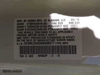 2016 Honda Odyssey EX-L with VIN 5FNRL5H69GB088577, listed as a IAAI auction lot 41768752 with 157,058 mi miles. Bid and sale history available at carsss.com. Image 9.