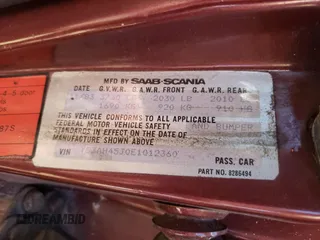 1984 Saab 900 z VIN YS3AH45J0E1012360, wystawiony jako Copart lot #72200784 z przebiegiem 247 761 mil mil oraz Czysty tytuł • Clean title. Historia ofert i sprzedaży dostępna na DreamBid. Obrazek 12.