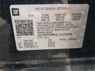 2020 Cadillac XT6 AWD Sport with VIN 1GYKPGRS1LZ121874, listed as a Copart auction lot 56968525 with Not provided miles and Non repairable. Bid and sale history available at DreamBid. Image 13.