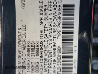 2022 Honda Civic LX z VIN 19XFL2H53NE016804, wystawiony jako Copart lot #52921945 z przebiegiem 50 868 mil mil oraz Szkoda całkowita • Salvage title. Historia ofert i sprzedaży dostępna na DreamBid. Obrazek 13.