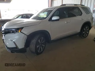 2025 Honda Pilot Elite with VIN 5FNYG1H86SB009451, listed as a Copart auction lot 47172145 with 0 mi miles and Salvage Title. Bid and sale history available at carsss.com. Image 1.