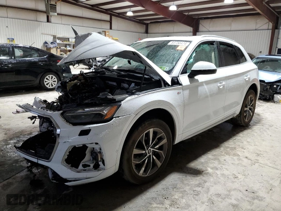 2023 Audi Q5 S line Prestige z VIN WA1FAAFY7P2165319, wystawiony jako Copart lot #83750474 z przebiegiem Nie podano mil oraz Szkoda całkowita • Salvage title. Historia ofert i sprzedaży dostępna na DreamBid. Obrazek 1.