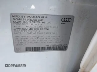 2017 Audi Q5 Premium with VIN WA1C2AFP0HA021058, listed as a IAAI auction lot 42091791 with 82,297 mi miles and . Bid and sale history available at DreamBid. Image 9.