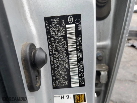 2020 Toyota Prius L Eco with VIN JTDKARFU7L3108641, listed as a Copart auction lot 48982215 with 123,964 mi miles and Salvage Title. Bid and sale history available at carsss.com. Image 13.