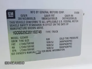 2008 Chevrolet Express Cargo Van with VIN 1GCGG25C281182749, listed as a IAAI auction lot 41686625 with 222,625 mi miles. Bid and sale history available at carsss.com. Image 9.