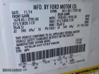 2015 Ford Expedition EL XLT with VIN 1FMJK1HT1FEF16636, listed as a Copart auction lot 87453664 with 223,639 mi miles and Salvage Title. Bid and sale history available at carsss.com. Image 14.