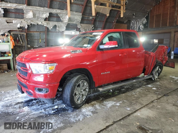2021 Ram 1500 Big Horn with VIN 1C6SRFBT1MN798825, listed as a Copart auction lot 43116495 with 25,635 mi miles and Salvage Title. Bid and sale history available at carsss.com. Image 1.
