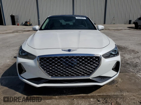 2021 Genesis G70 3.3T with VIN KMTG74LE8MU072654, listed as a Copart auction lot 74278574 with 27,323 mi miles and Non Repairable. Bid and sale history available at carsss.com. Image 5.