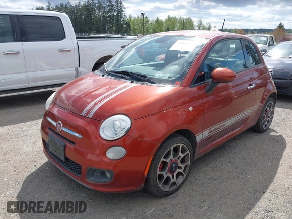 2013 FIAT 500 Sport with VIN 3C3CFFBR2DT752905, listed as a IAAI auction lot 42088566 with 82,711 mi miles. Bid and sale history available at carsss.com. Image 2.