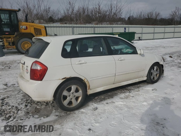 2007 Kia Spectra with VIN KNAFE162475006498, listed as a Copart auction lot 42902375 with 122,865 mi miles and Salvage Title. Bid and sale history available at carsss.com. Image 3.