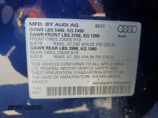 2021 Audi Q5 Premium Plus with VIN WA1BAAFY7M2059902, listed as a Copart auction lot 48525035 with 68,347 mi miles and Salvage Title. Bid and sale history available at carsss.com. Image 14.