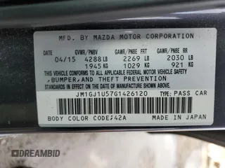 2016 Mazda 6 i Sport with VIN JM1GJ1U57G1426120, listed as a Copart auction lot 41834775 with 106,573 mi miles and Salvage Title. Bid and sale history available at carsss.com. Image 14.