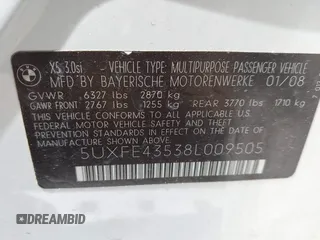2008 BMW X5 3.0si z VIN 5UXFE43538L009505, wystawiony jako IAAI lot #42189410 z przebiegiem 136 931 mil mil oraz . Historia ofert i sprzedaży dostępna na DreamBid. Obrazek 9.
