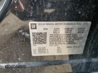 2020 GMC Terrain SLT with VIN 3GKALVEV5LL265232, listed as a Copart auction lot 46223335 with 94,704 mi miles and Salvage title. Bid and sale history available at DreamBid. Image 14.
