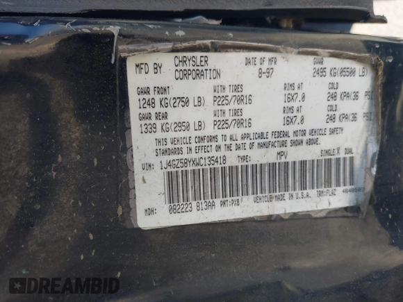 1998 Jeep Grand Cherokee Laredo с VIN 1J4GZ58YXWC135418, выставлен на аукционе IAAI как лот 42305887 с пробегом 260 061 миль миль и . История ставок и продаж доступна на DreamBid. Изображение 9.