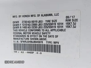 2018 Honda Odyssey Elite with VIN 5FNRL6H98JB045078, listed as a IAAI auction lot 42184758 with 144,981 mi miles. Bid and sale history available at carsss.com. Image 9.