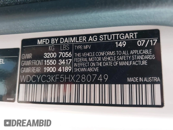 2017 Mercedes-Benz G 550 z VIN WDCYC3KF5HX280749, wystawiony jako IAAI lot #42648445 z przebiegiem 75 967 mil mil oraz . Historia ofert i sprzedaży dostępna na DreamBid. Obrazek 9.