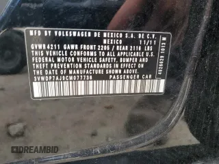 2012 Volkswagen Jetta SE z VIN 3VWDP7AJ9CM077736, wystawiony jako Copart lot #55556735 z przebiegiem 165 654 mil mil oraz Nie do naprawy • Non repairable. Historia ofert i sprzedaży dostępna na DreamBid. Obrazek 12.