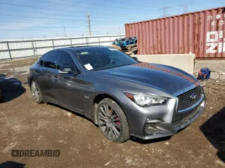 2018 Infiniti Q50 Red Sport 400 with VIN JN1FV7AR1JM700091, listed as a Copart auction lot 49920735 with 59,254 mi miles and Salvage Title. Bid and sale history available at DreamBid. Image 4.