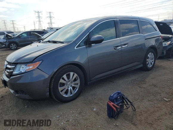 2014 Honda Odyssey EX-L with VIN 5FNRL5H64EB123541, listed as a Copart auction lot 52483705 with 77,996 mi miles and Salvage Title. Bid and sale history available at DreamBid. Image 1.