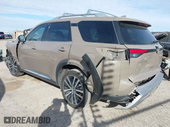 2023 Nissan Pathfinder Platinum with VIN 5N1DR3DH3PC273947, listed as a IAAI auction lot 41253438 with 13,101 mi miles and . Bid and sale history available at DreamBid. Image 3.