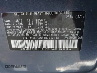 2017 Subaru Legacy Limited with VIN 4S3BNAN61H3042118, listed as a IAAI auction lot 42010277 with 29,921 mi miles and . Bid and sale history available at DreamBid. Image 9.