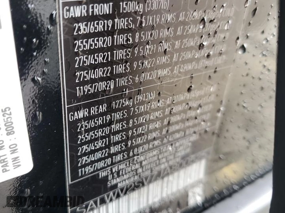 2018 Land Rover Range Rover Sport HSE Dynamic with VIN SALWV2SV7JA800525, listed as a Copart auction lot 45328045 with 48,497 mi miles and Salvage Title. Bid and sale history available at carsss.com. Image 13.