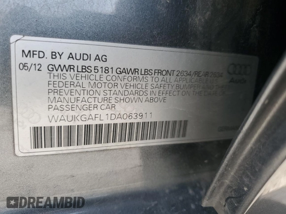 2013 Audi S4 Prestige with VIN WAUKGAFL1DA063911, listed as a Copart auction lot 49174775 with 125,379 mi miles and Salvage Title. Bid and sale history available at carsss.com. Image 13.