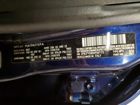 2017 FIAT 500X Lounge z VIN ZFBCFYDB5HP597173, wystawiony jako Copart lot #47763985 z przebiegiem 86 836 mil mil oraz Szkoda całkowita • Salvage title. Historia ofert i sprzedaży dostępna na DreamBid. Obrazek 15.