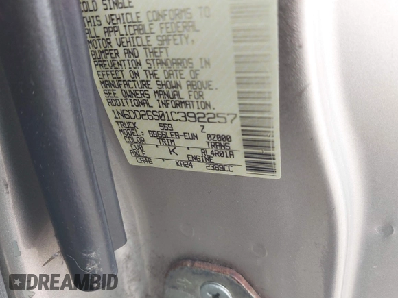 2001 Nissan Frontier XE с VIN 1N6DD26S01C392257, выставлен на аукционе IAAI как лот 41699887 с пробегом 137 385 миль миль и . История ставок и продаж доступна на DreamBid. Изображение 9.
