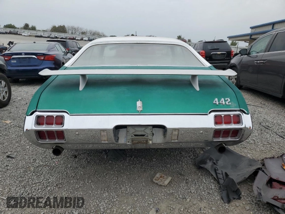 1972 Oldsmobile Cutlass with VIN 3G87H2M101964, listed as a Copart auction lot 70458154 with 25,469 mi miles and Salvage Title. Bid and sale history available at DreamBid. Image 6.