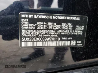 2025 BMW X6 xDrive40i with VIN 5UX33EX00S9W74119, listed as a Copart auction lot 53427535 with 20,282 mi miles and Clean Title. Bid and sale history available at carsss.com. Image 13.