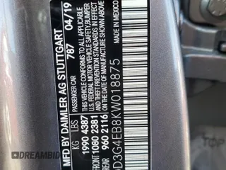 2019 Mercedes-Benz A 220 with VIN WDD3G4EB8KW018875, listed as a Copart auction lot 62552985 with 31,785 mi miles and Salvage title. Bid and sale history available at DreamBid. Image 12.