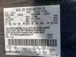 2006 Ford Ranger XL with VIN 1FTYR14U46PA02717, listed as a Copart auction lot 57363645 with 153,976 mi miles and Clean title. Bid and sale history available at DreamBid. Image 12.