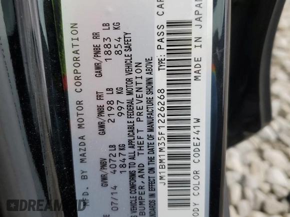 2015 Mazda 3 S Grand Touring with VIN JM1BM1M35F1226268, listed as a Copart auction lot 49725155 with 63,938 mi miles and Salvage Title. Bid and sale history available at DreamBid. Image 12.