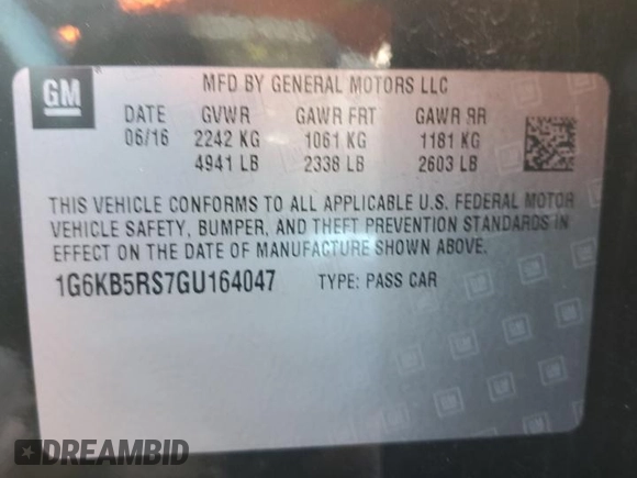 2016 Cadillac CT6 AWD z VIN 1G6KB5RS7GU164047, wystawiony jako Copart lot #87739135 z przebiegiem 70 217 mil mil oraz Szkoda całkowita • Salvage title. Historia ofert i sprzedaży dostępna na DreamBid. Obrazek 13.