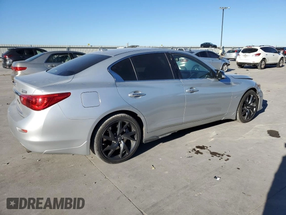 2014 Infiniti Q50 Sport with VIN JN1BV7AP0EM689376, listed as a Copart auction lot 42534115 with 112,187 mi miles and Salvage Title. Bid and sale history available at DreamBid. Image 3.
