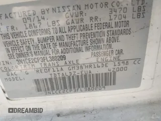 2015 Nissan Note SV with VIN 3N1CE2CP3FL380209, listed as a IAAI auction lot 42105637 with 133,931 mi miles and . Bid and sale history available at DreamBid. Image 9.
