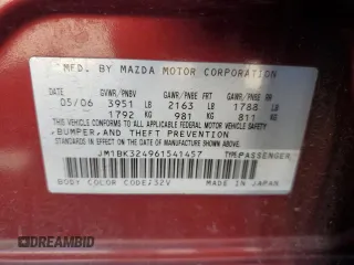 2006 Mazda 3 s with VIN JM1BK324961541457, listed as a Copart auction lot 85346394 with 136,175 mi miles and Salvage Title. Bid and sale history available at DreamBid. Image 12.
