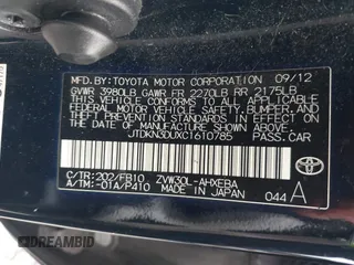 2012 Toyota Prius One with VIN JTDKN3DUXC1610785, listed as a IAAI auction lot 42651718 with 212,689 mi miles and . Bid and sale history available at DreamBid. Image 9.