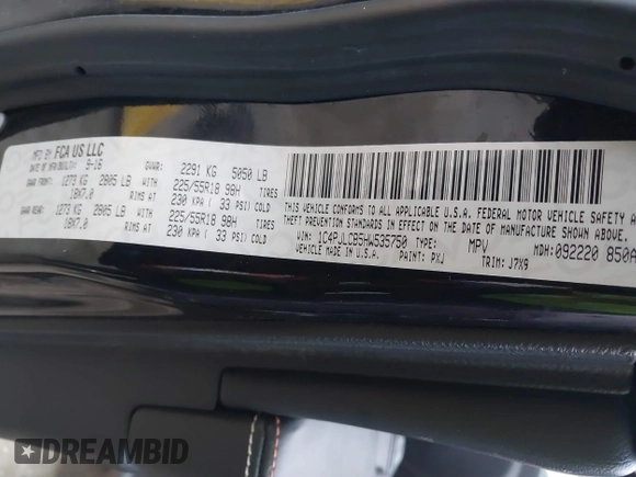 2017 Jeep Cherokee Latitude с VIN 1C4PJLCB5HW535750, выставлен на аукционе IAAI как лот 41296212 с пробегом 174 204 миль миль и . История ставок и продаж доступна на DreamBid. Изображение 9.