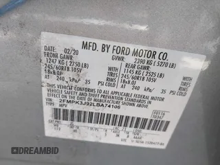 2020 Ford Edge SEL with VIN 2FMPK3J92LBA74106, listed as a IAAI auction lot 42157636 with 92,305 mi miles and . Bid and sale history available at DreamBid. Image 9.