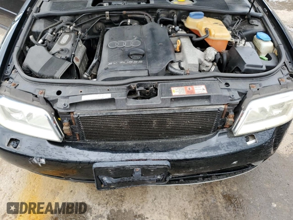 2001 Audi A4 with VIN WAUDC68D31A138398, listed as a Copart auction lot 63600565 with 224,204 mi miles and Salvage title. Bid and sale history available at DreamBid. Image 11.