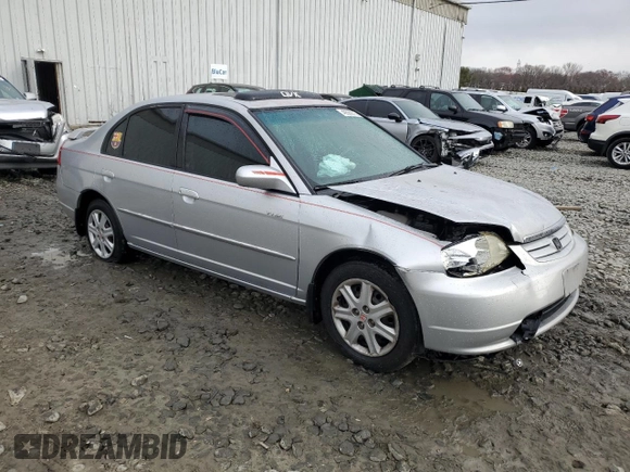 2003 Honda Civic EX with VIN 2HGES25753H588044, listed as a Copart auction lot 49589215 with 231,351 mi miles and Salvage Title. Bid and sale history available at DreamBid. Image 4.