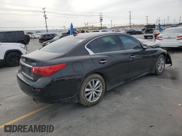2014 Infiniti Q50 Premium with VIN JN1BV7ARXEM687233, listed as a Copart auction lot 58828595 with 122,813 mi miles and Salvage title. Bid and sale history available at DreamBid. Image 3.