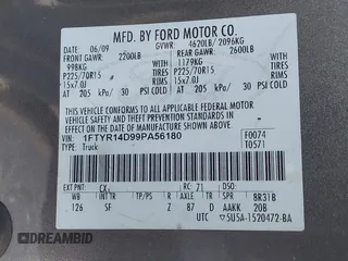 2009 Ford Ranger XL with VIN 1FTYR14D99PA56180, listed as a IAAI auction lot 40820911 with 96,913 mi miles and . Bid and sale history available at carsss.com. Image 9.